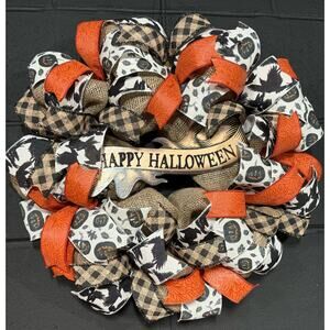 Halloween Wreath For Front Door Rustic Fall Burlap Wreath Handmade 20 Inch